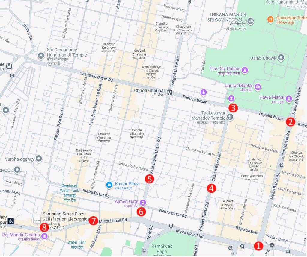 pink city walking tour map