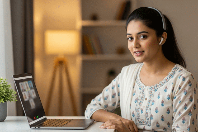 hindi-teacher-in-jaipur-taking-online-lesson